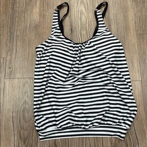 Black and White Striped bathing suit top
